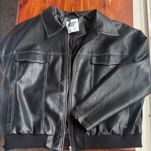 Princess Polly Black Faux Leather Bomber Jacket